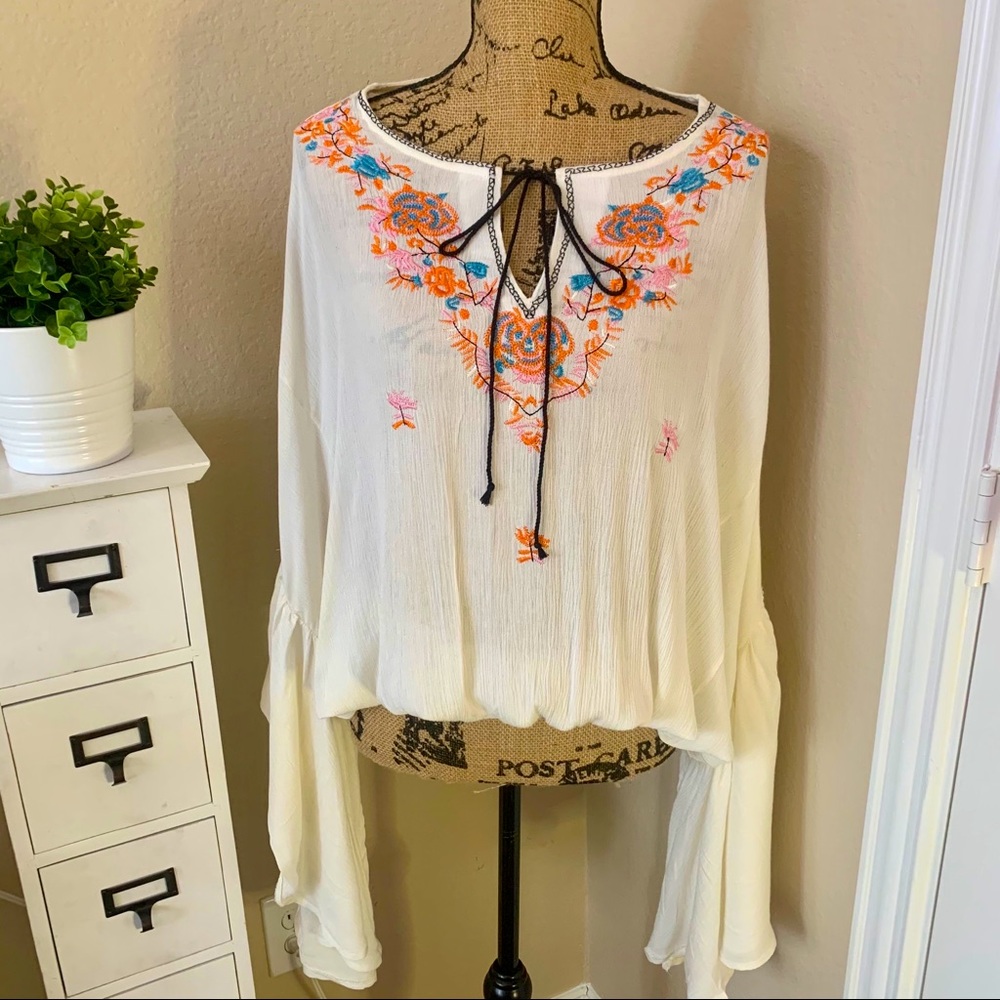 LF Pink Diamond : Floral Boho Peasant Top